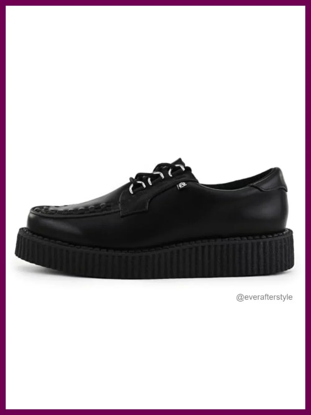 Faux Leather Chunky Platform Creeper Shoes Lace-Up